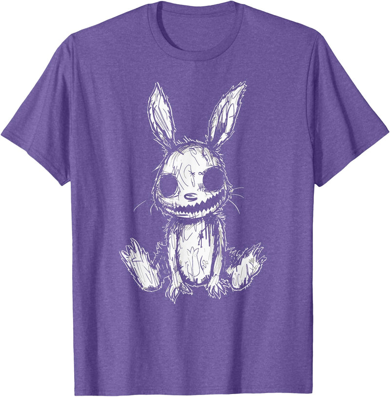Evil Creepy Bunny Rabbit Alt Goth Grunge Horror Aesthetic T-Shirt in Purple Heather