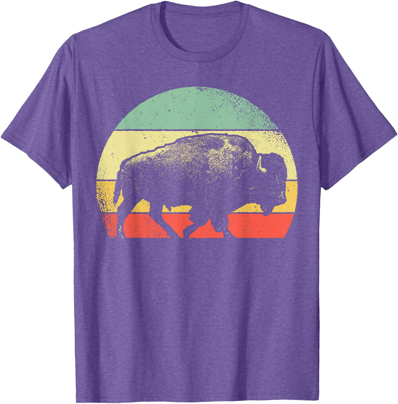 Bison Lover Gifts Wildlife I Bison Natural Reserve Vintage Buffalo Graphic Crew Neck Short Sleeve Regular Fit T-Shirt -