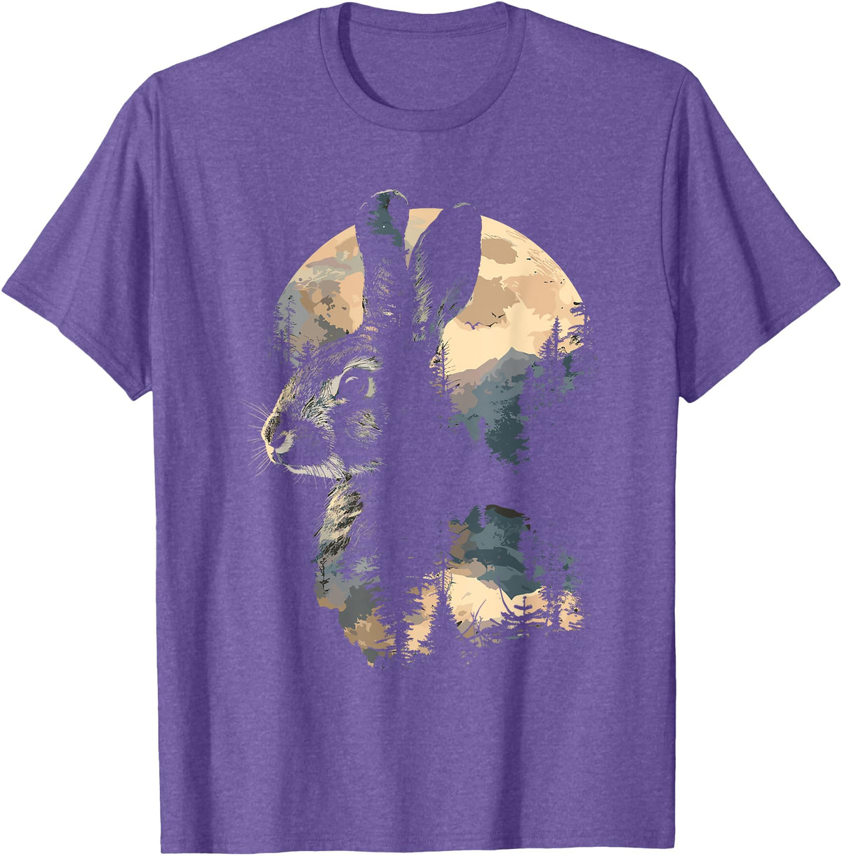 Rabbit Mountain Landscape Nature Wildlife T-Shirt in Purple Heather