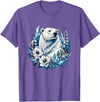 Arctic Polar Bear Floral Crystal Nature Winter Wildlife Polar Bear with Ice Flowers T-Shirt - Purple Heather