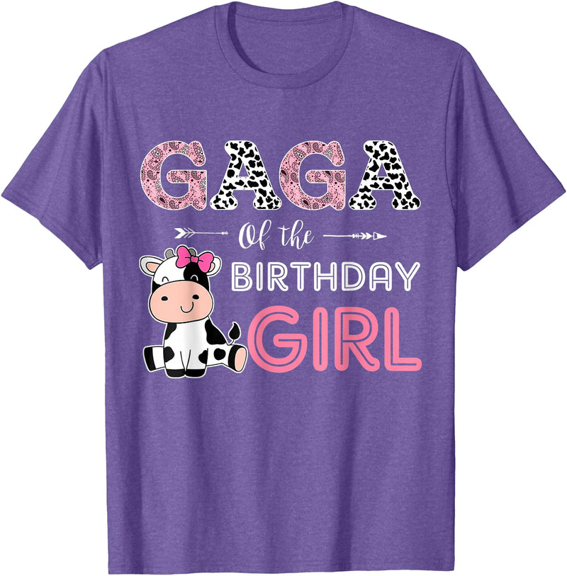 Cow Birthday Cow Lover Gifts For Family Men Woman Gaga of The Birthday Girl Farm Cow Grandma Matching Family T-Shirt -