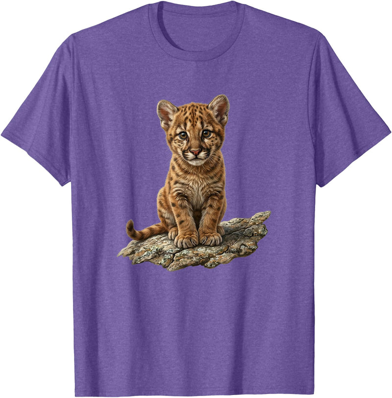 Cute Cougar & Mountain Lion Apparel Cute Mountain Lion Cub Cougar T-Shirt - Purple Heather