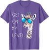 Funny Giraffe Zoo Tall Wildlife Tees & Gifts Get On My Level - Giraffe Glasses Giant Zoo Animal Saying T-Shirt - Purple Heather