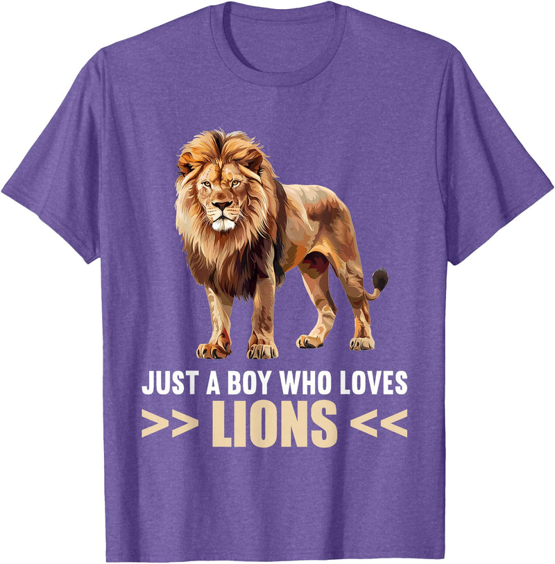 Lions Lion Lovers Shop Just a Boy who loves Lions Lion T-Shirt - Purple Heather