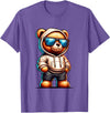 Rappers Aesthetic Urban Teddy Bear Graphic Hip Hop Teddy Bear Graphic Bears Cool Hip Hop Streetwear Colorful T-Shirt - Purple Heather