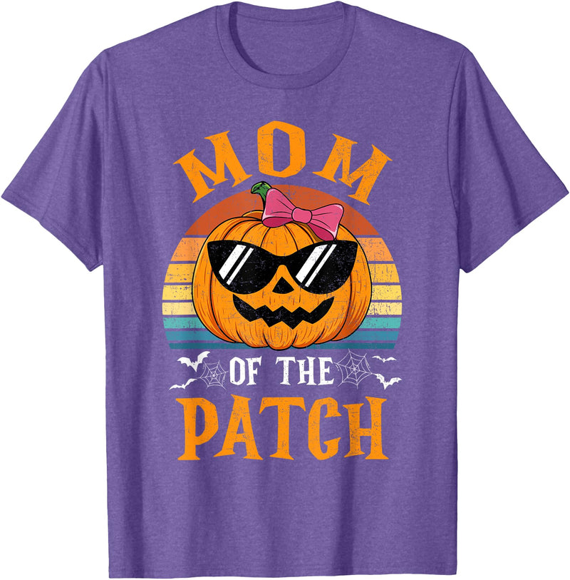 Halloween Pumpkin Patch Family Group Matching Pumpkin Mom Of The Patch Halloween Costume Family T-Shirt - Purple Heather