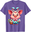 Pig Easter Designs. Easter Pig Bunny Ears Eggs Cute Farm Animal T-Shirt - Purple Heather