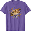 Lion Graphic - Wild Animal Lover Design Lion Outfit - Torn Design Picture Of A Lion's Face T-Shirt - Purple Heather