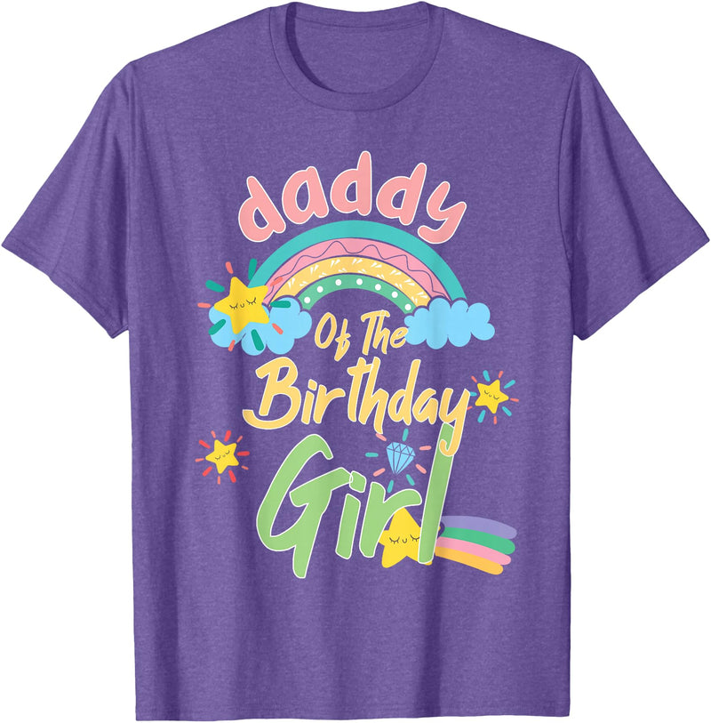 Birthday Girl Rainbow Matching Family Daddy Of The Birthday Girl Llama Matching Family T-Shirt - Purple Heather
