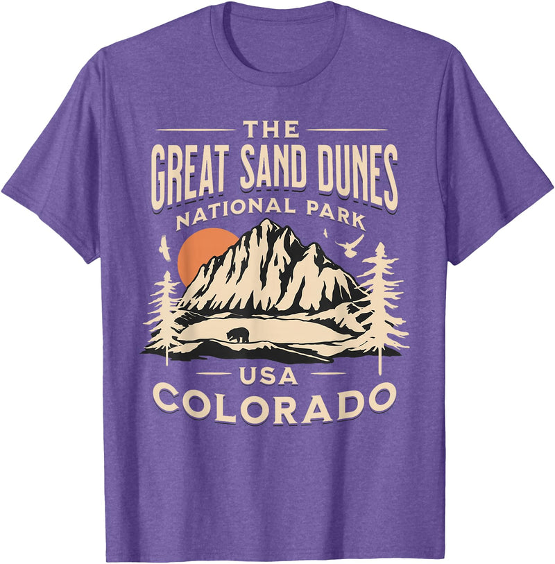 Great Sand Dunes National Park Colorado USA Retro Great Sand Dunes National Park Colorado Hike Outdoors Retro T-Shirt - Purple Heather