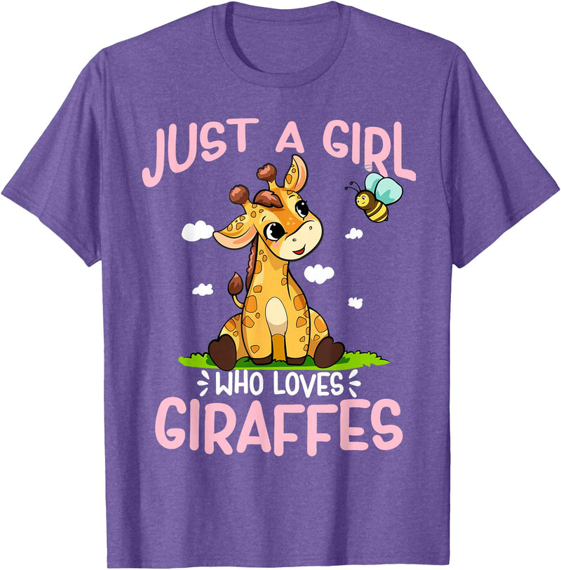 Funny Giraffe Gifts & Designs Just A Girl Who Loves Giraffes Cute Baby Giraffe T-Shirt - Purple Heather