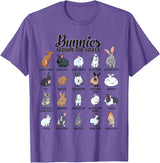 Rabbits in the World - Rabbit Breeds T-Shirt in Purple Heather