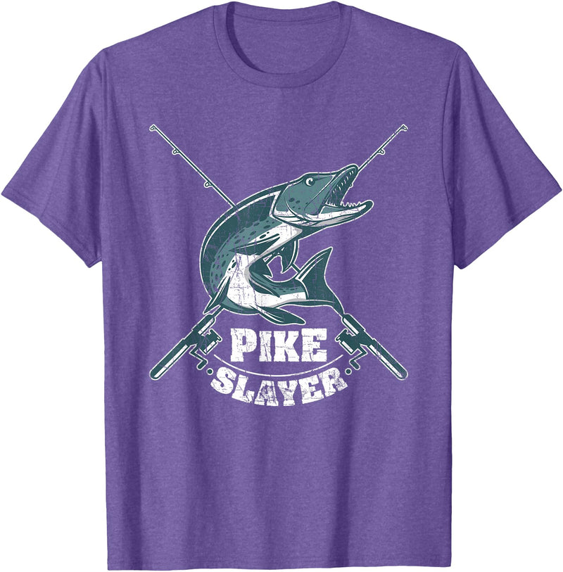 Fishing IM Co Pike Slayer Fishing Fisherman Northern Pike T-Shirt - Purple Heather