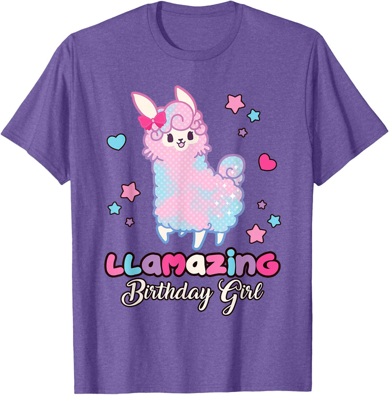 Llamazing Birthday Girl Llama Family BW Art Llama Birthday Girl Llamazing Birthday Alpaca Llama Girl T-Shirt - Purple Heather