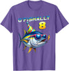 Fishing Themed Birthday Party O'fishally 8 Years Old Funny Fishing 8th Birthday Tuna Fish T-Shirt - Purple Heather
