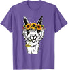 Funny Llama Alpaca Animal Lover Women's Floral Llama Alpaca Funny Graphics T-Shirt - Purple Heather