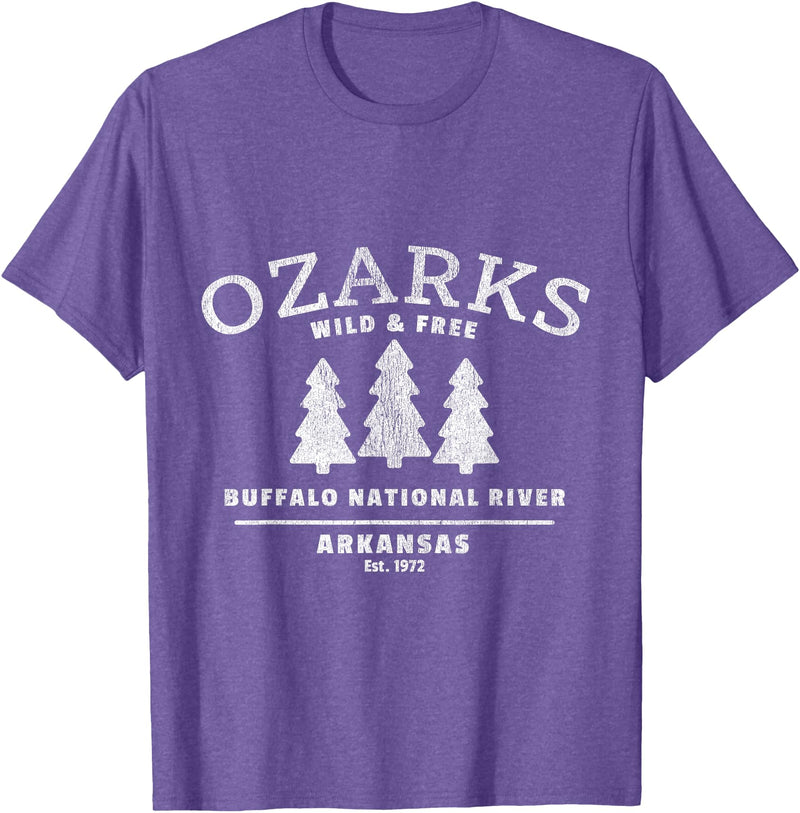 Arkansas Wilderness Designs and Gifts Buffalo National River - Arkansas - Ozark Mountains T-Shirt - Purple Heather