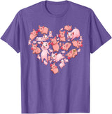 Pig Heart Lover Gift Co. Pig For Women Girls Kids Heart Shape Poses Cute Pig T-Shirt - Purple Heather