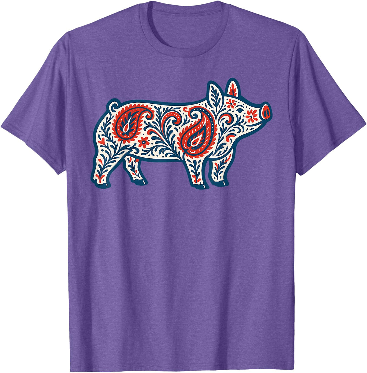 Aztec Show Pig Livestock Animal Lover Aztec Show Pig Livestock Pig Breeder Stock Show Mom Pig T-Shirt - Purple Heather