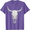 Country Western Rodeo Clothing Co. Vintage Bull Skull Western Cow Skull Longhorn Cattle Sketch T-Shirt - Purple Heather
