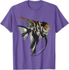 Freshwater Fish Fun Marbled Freshwater Angelfish T-Shirt - Purple Heather