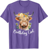 Cow Birthday Designs Matching Family Highland Cows Cow Birthday Girl Mother Girl Mama Woman Family Matching T-Shirt - Purple
