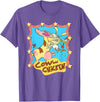 Cow and Chicken Star Frame Hugs Funny Cartoon T-Shirt - Purple Heather