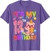 13th Birthday Pig Gift For Boys Girls 13 Years Old Birthday Pig Theme Party It's My 13th Birthday T-Shirt - Purple Heather