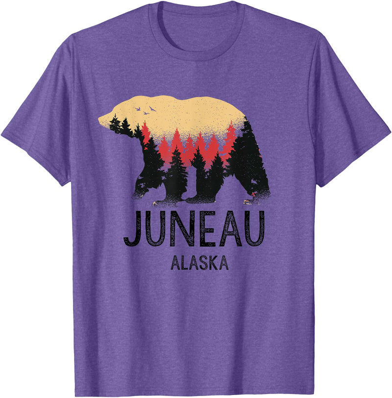 Juneau Alaska Souvenirs & Gifts Juneau Alaska Vintage Grizzly Bear Souvenir Gift T-Shirt - Purple Heather
