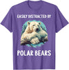 Polar Bears Polar Bear Lovers Shop Easily distracted by Polar Bears Polar Bear T-Shirt - Purple Heather
