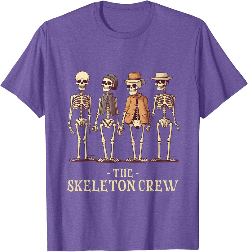 KDR Apparel Funny Men's Halloween Skeleton Crew T-Shirt - Purple Heather