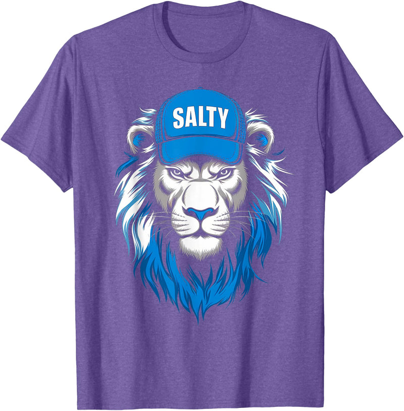 I Liked The Lions Before It Was Cool Tees Blue Lions Salty Wearing Hat Salty Cool Lions Strong Lions T-Shirt - Purple Heather
