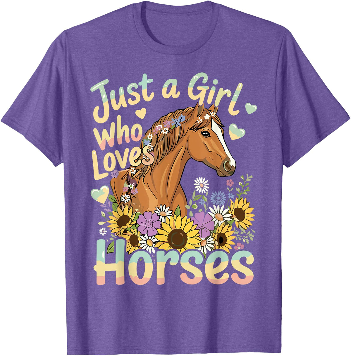 Funny Horse Lover Just A Girl Who Loves Horses T-Shirt - Purple Heather