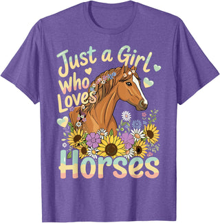 Funny Horse Lover Just A Girl Who Loves Horses T-Shirt - Purple Heather