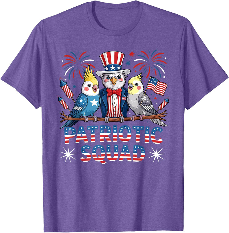 Cockatiel Parakeet Bird 4th Of July Bird Lover Patriotic Cockatiel Parakeet Bird Birdwatching 4th of July T-Shirt - Purple Heather