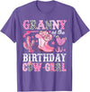 Pink Western Cowgirl Bday Party Family Matching Granny Of The Birthday Cow-Girl Rodeo Cowgirl Bday T-Shirt - Purple Heather