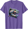 Steelhead Fishing - Unisex Adults & Kids Fishing T-Shirt - Black - Small - Short Sleeve - Cotton & Polyester - Modern Fish Graphic - Crew Neck - Regular Fit - Pull On - Imported - Purple Heather