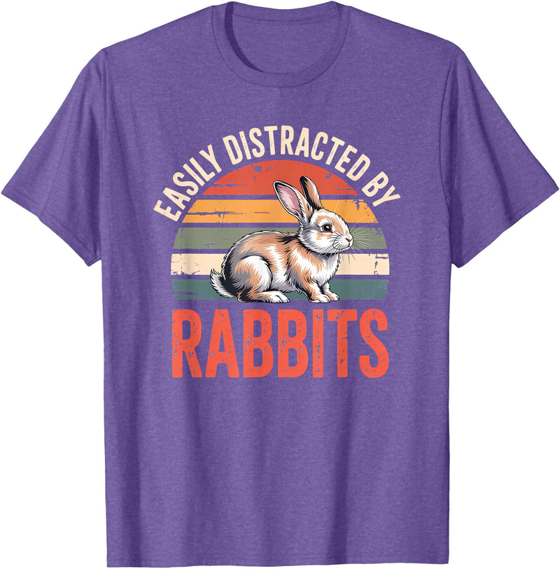 Cute Rabbit Lover Bunny Graphic T-Shirt in Purple Heather