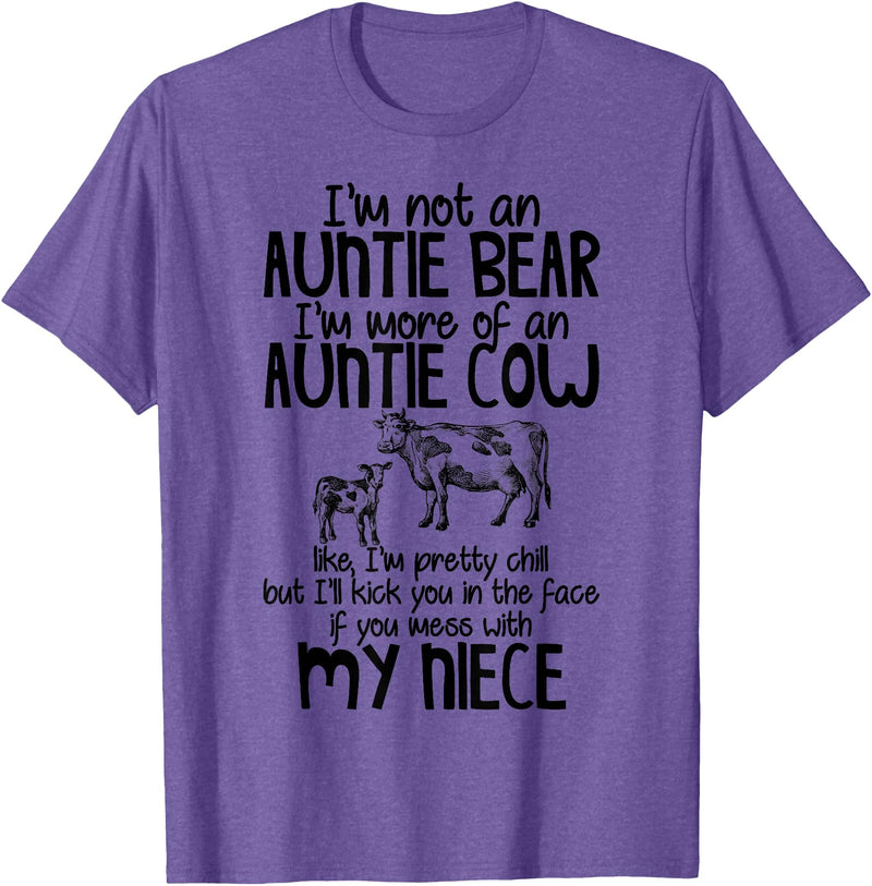 I'm Not An Auntie Bear I'm More Of An Auntie Cow T-Shirt - Purple Heather