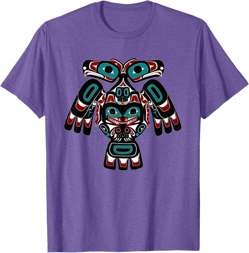 Tribal America Alaska Native American Indian Tlingit Eagle Bear Clan Spirit T-Shirt - Purple Heather