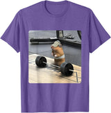 Hamster Deadlift Training Funny Cute Rat Weightlifting Meme T-Shirt - Purple Heather