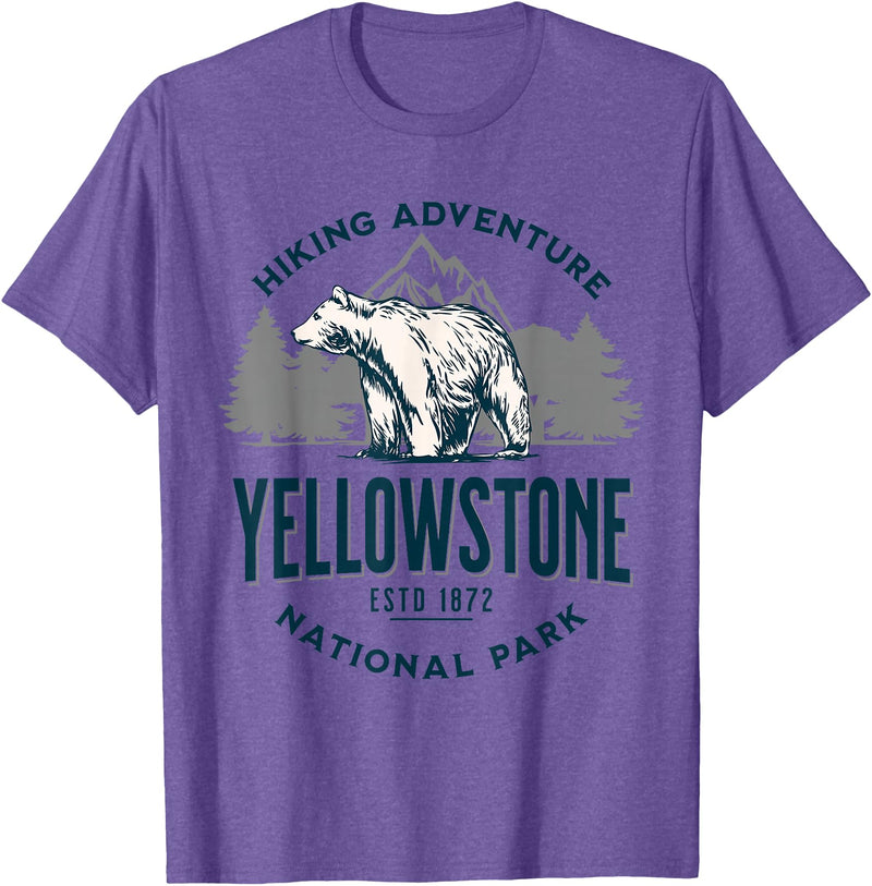 Yellowstone National Park Wyoming USA Outdoor Yellowstone Wyoming Nature Mountains Bear Hike Outdoors T-Shirt - Purple Heather