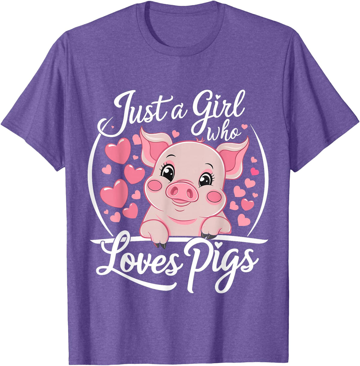 Funny Pig Lover & Owner Pig Lover Just A Girl Who Loves Pigs T-Shirt - Purple Heather