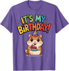 It's My Birthday Cute Hamster for Kid's Party Celebration T-Shirt - Purple Heather