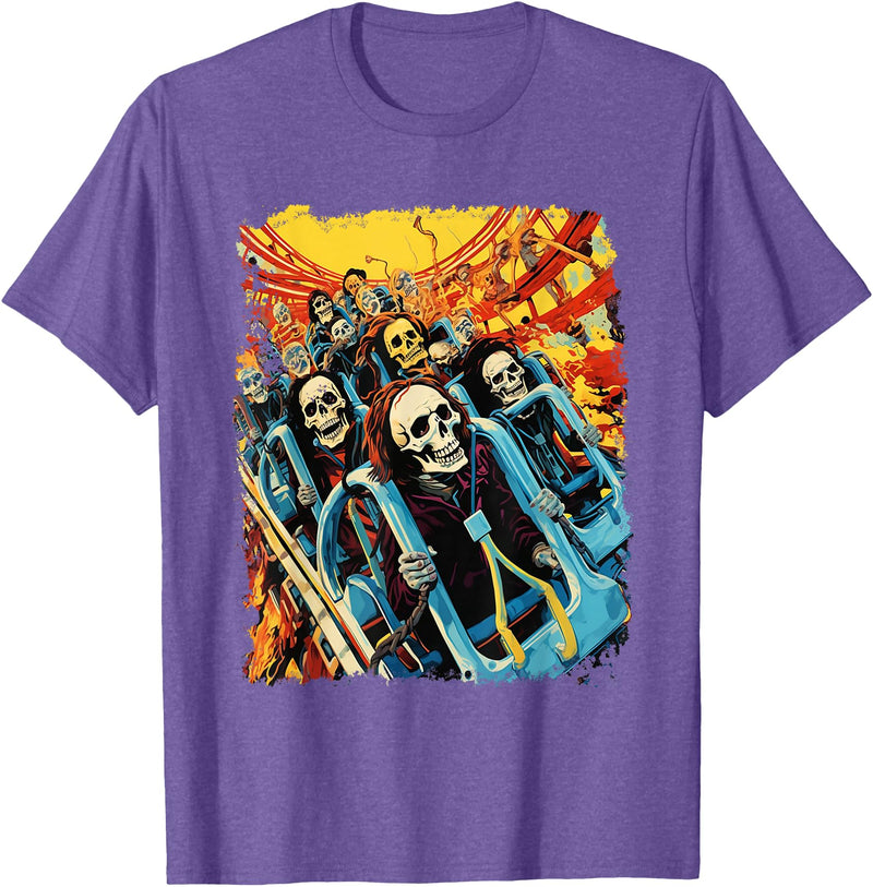 Amortuus Skeleton Roller Coaster T-Shirt - Purple Heather