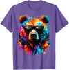 Funny Colorful Bear Lover Wildlife Colourful Bear with Sunglasses T-Shirt - Purple Heather