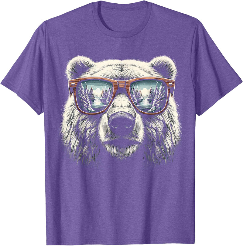 Funny Polar Bear Lover Polar Bear with Sunglasses T-Shirt - Purple Heather