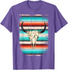Funny Serape Cow BOHO designs Funny Serape Cow BOHO print Flower Rustic Turquoise T-Shirt - Purple Heather