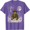 Retro Land Turtle Lover Halloween Moon Funny Eastern Box Turtle Cowboy Western UFO T-Shirt - Purple Heather