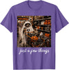 Just A Few Things Raccoon Trick Or Treat Halloween Just A Few Things Raccoon Spooky Ghost Halloween Shopping T-Shirt -